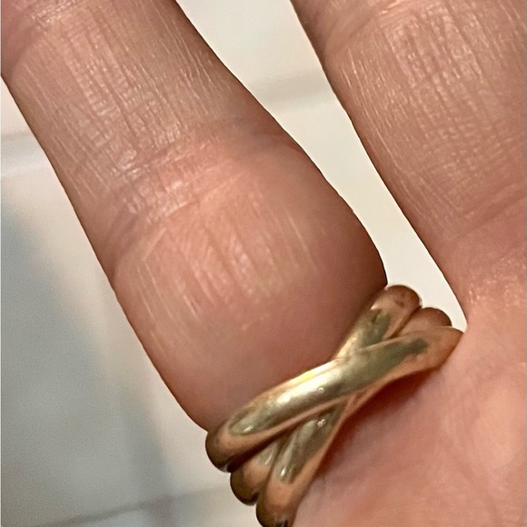 Elegant Sterling Silver 925 Interlocking Rolling Ring SZ 8 Metallic Comfort VTG - Picture 7 of 8